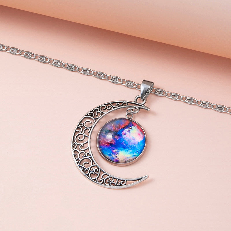 Galaxy Planet Star Glass Necklace