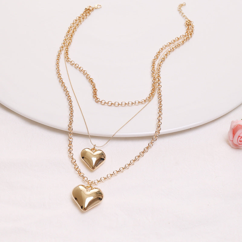 Vintage MultiLayer Heart Pendants Necklaces