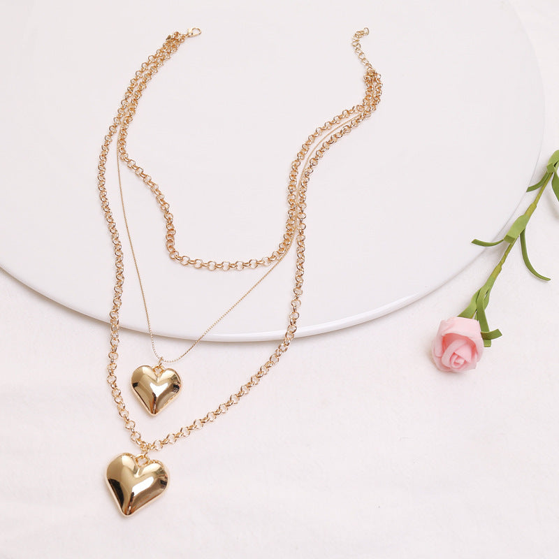 Vintage MultiLayer Heart Pendants Necklaces