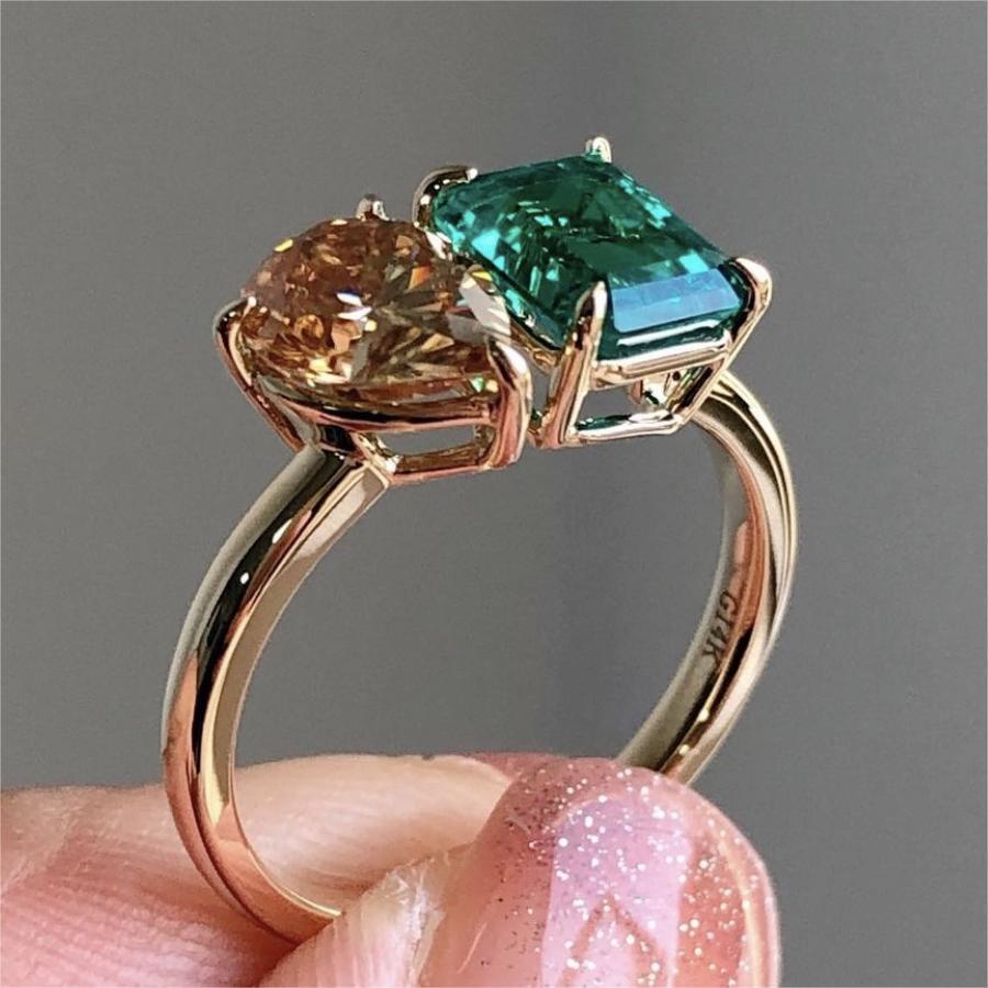 Double Main Stone Zircon Stone Ring