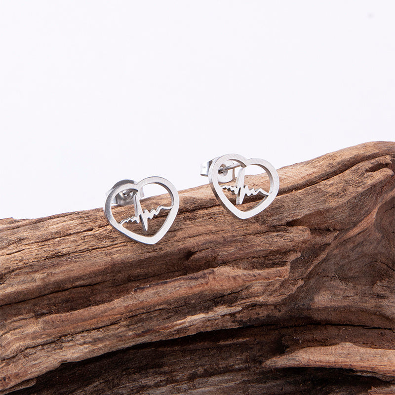Gold Heart Stud Earrings