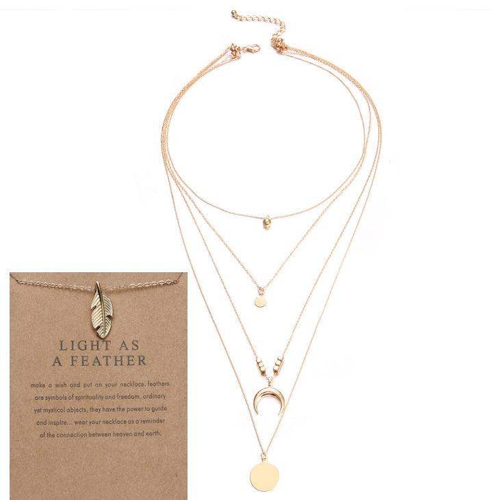 Multi-layer Moon Pendant Necklaces