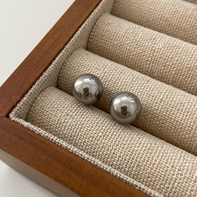 Gray Pearl Stud Earrings