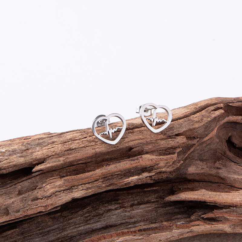 Gold Heart Stud Earrings