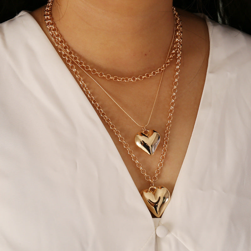 Vintage MultiLayer Heart Pendants Necklaces