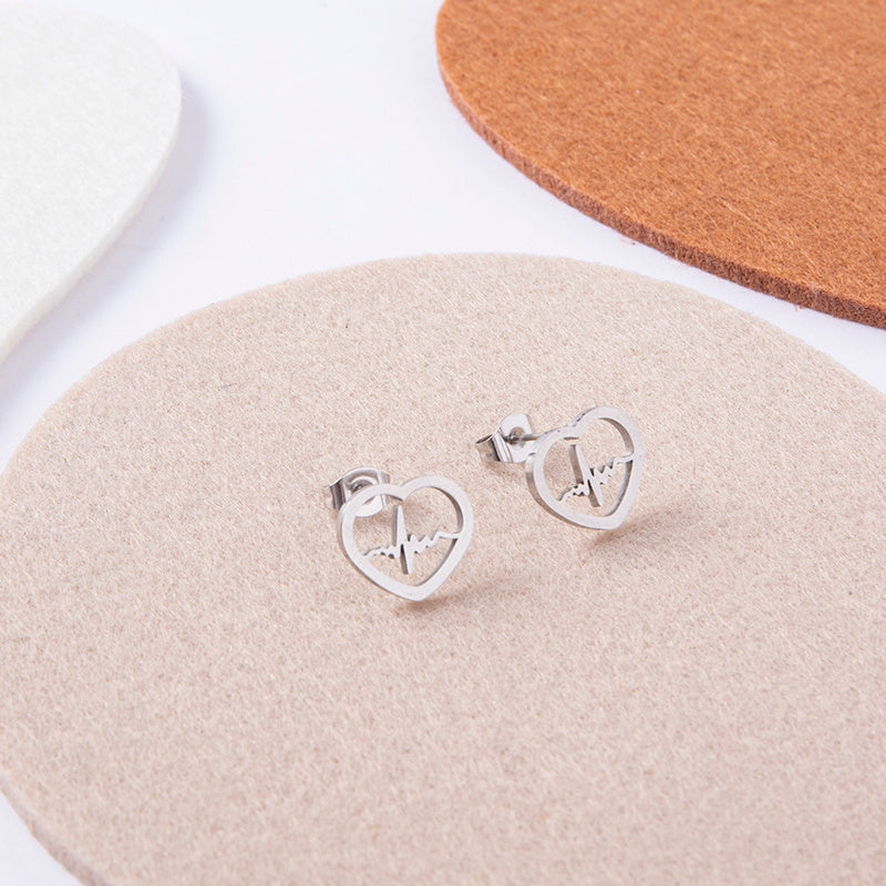 Gold Heart Stud Earrings