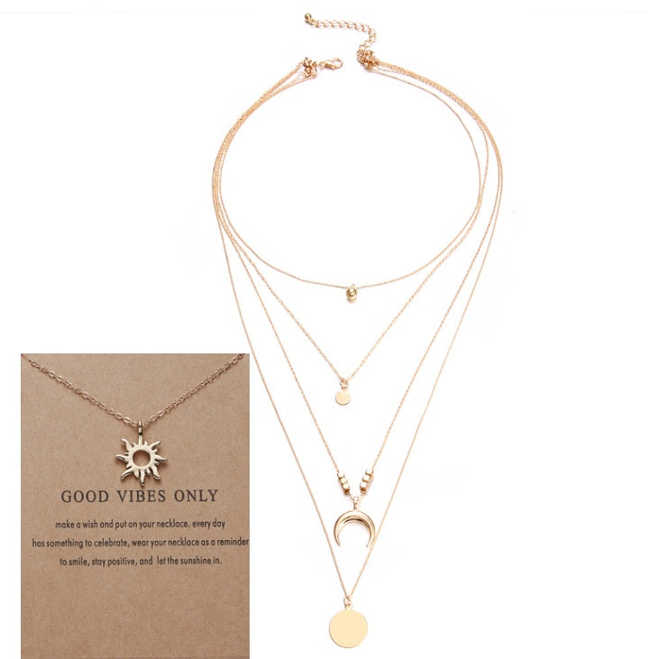 Multi-layer Moon Pendant Necklaces