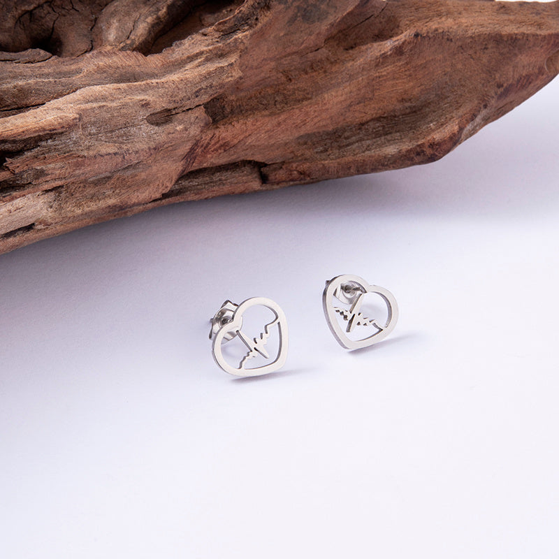 Gold Heart Stud Earrings