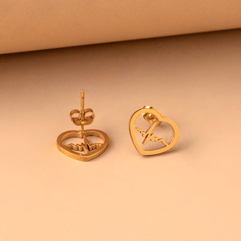 Gold Heart Stud Earrings