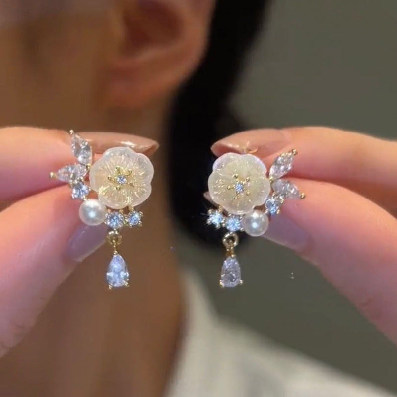 French Pearl Flower Earrings