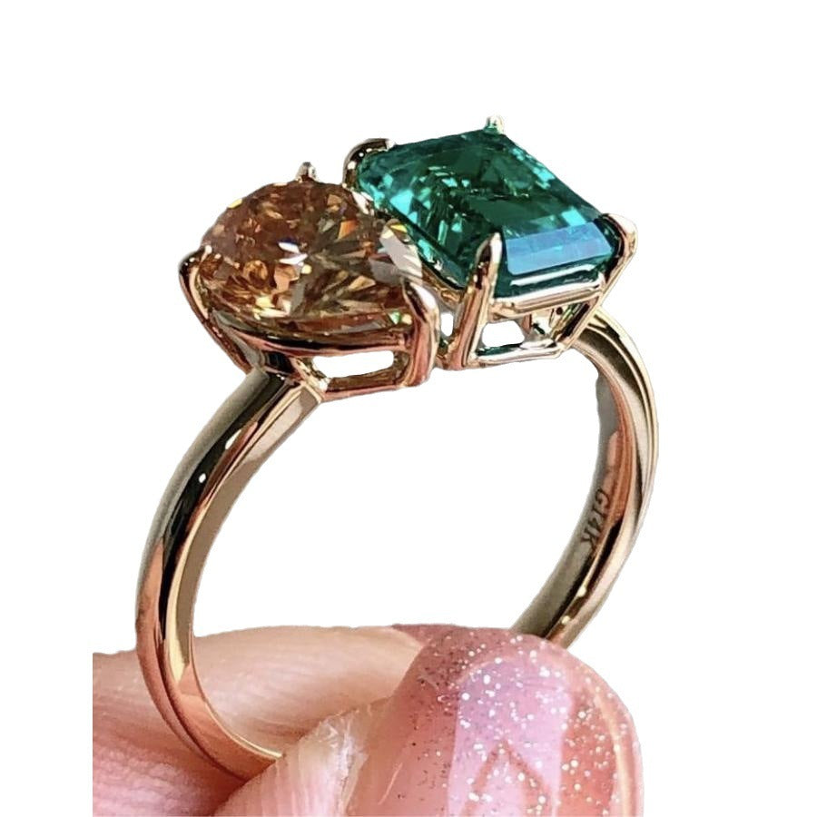 Double Main Stone Zircon Stone Ring