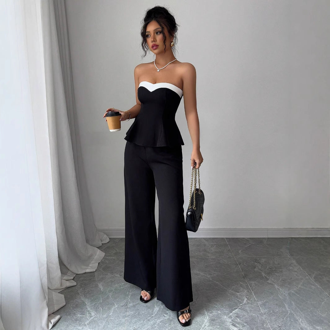 Off-the-shoulder Vest Wide-leg Trousers Set