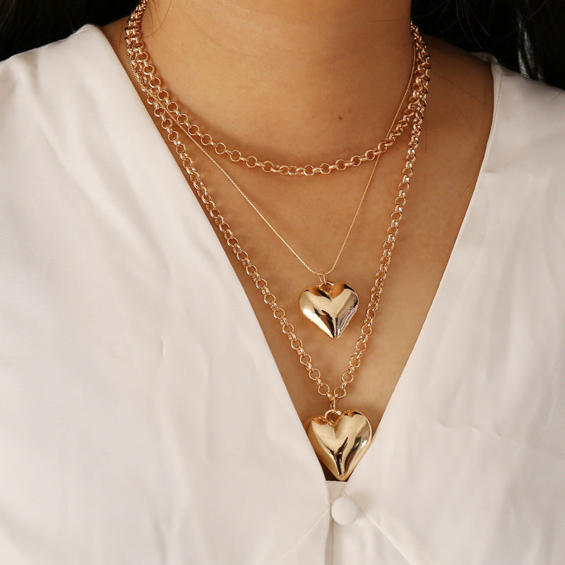 Vintage MultiLayer Heart Pendants Necklaces