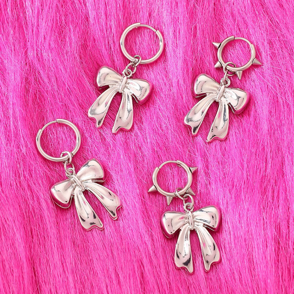 Cute Swirls Bowknot Rivet Earrings