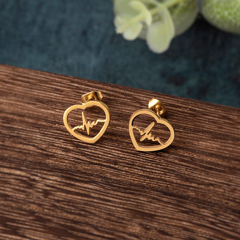Gold Heart Stud Earrings