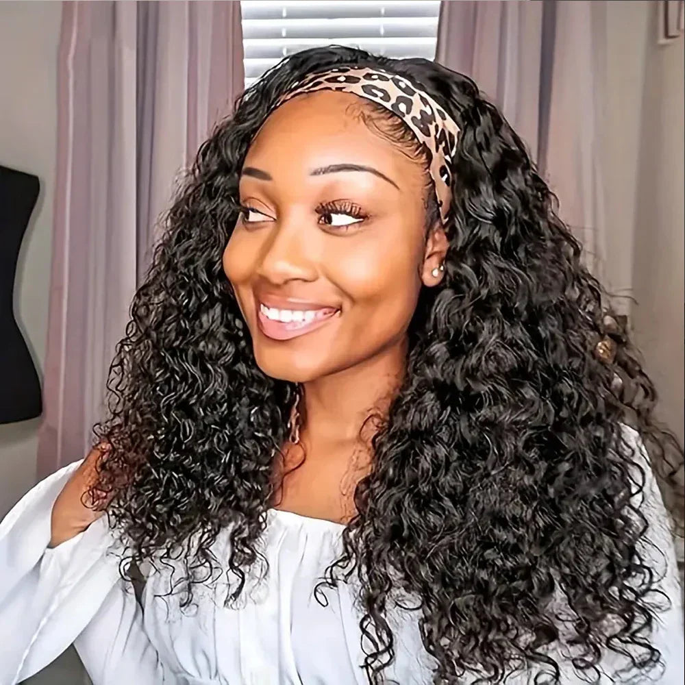 Headband Wig Water Wave Human Hair Wigs