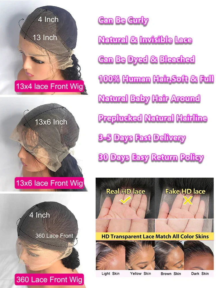 Deep Wave Lace Frontal Curly Wigs