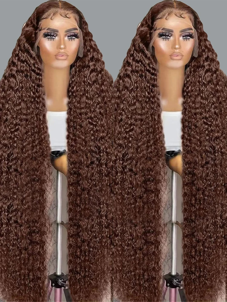 Chocolate Brown Deep Wave Human Hair Wig