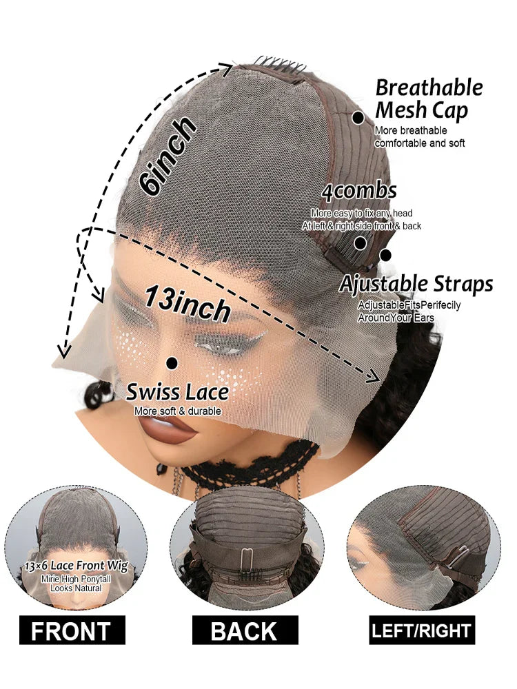 Deep Wave Lace Front Human Hair Curly Wigs