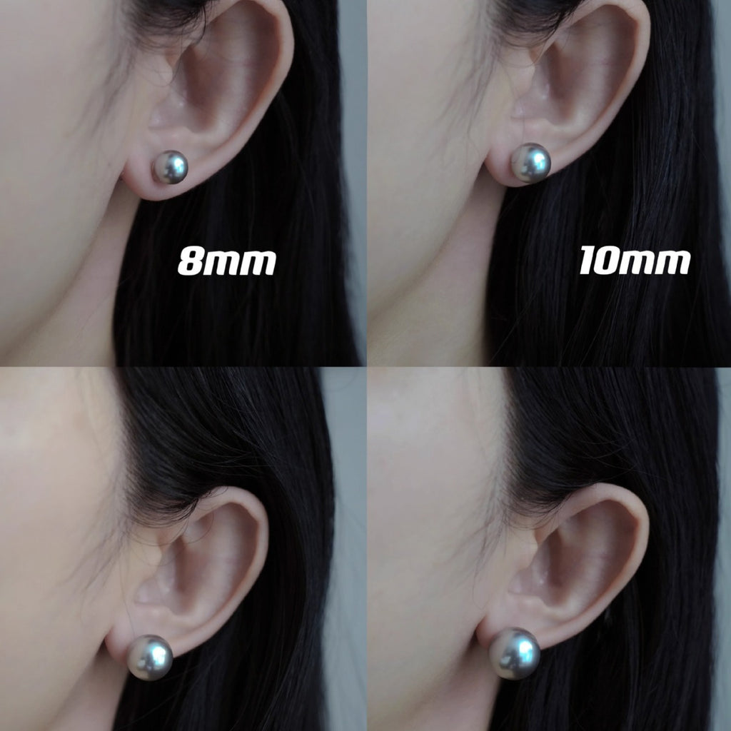 Gray Pearl Stud Earrings