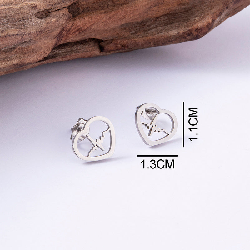 Gold Heart Stud Earrings