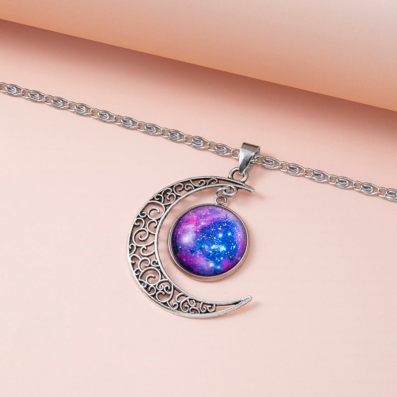 Galaxy Planet Star Glass Necklace