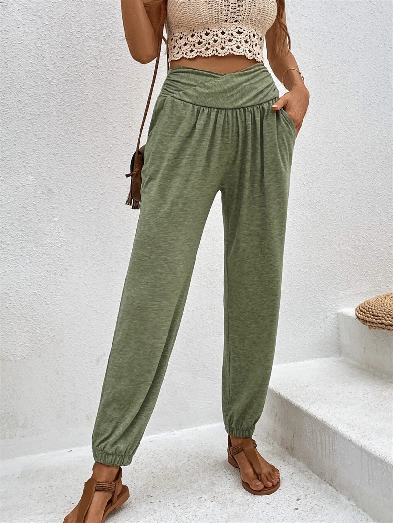 Casual Loose Pocket Ankle-tied Trousers