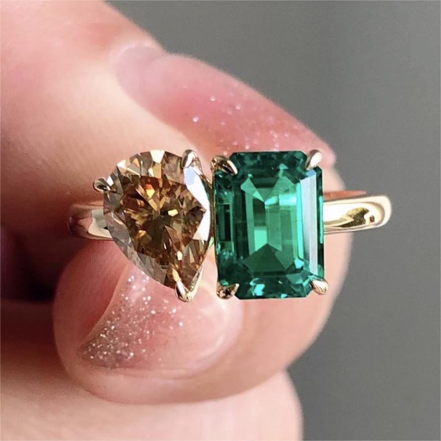 Double Main Stone Zircon Stone Ring