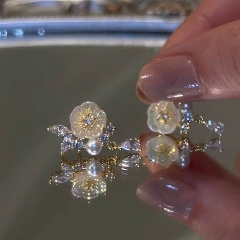 French Pearl Flower Earrings