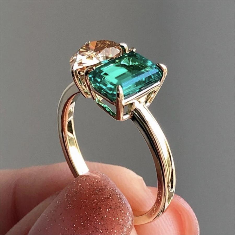 Double Main Stone Zircon Stone Ring
